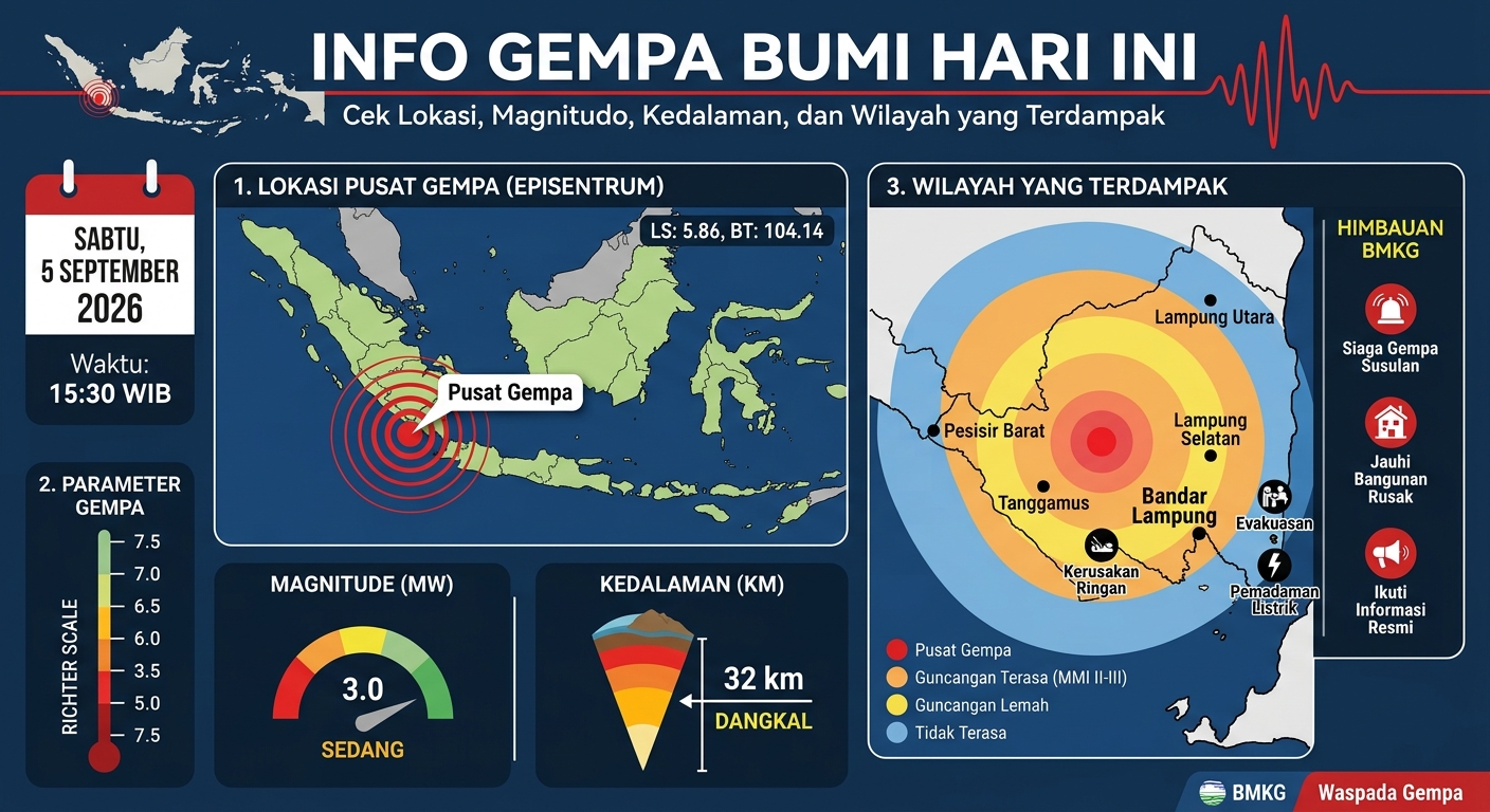Gempa Bumi Hari Ini: Cek Lokasi, Magnitudo, Kedalaman, dan Wilayah yang Terdampak