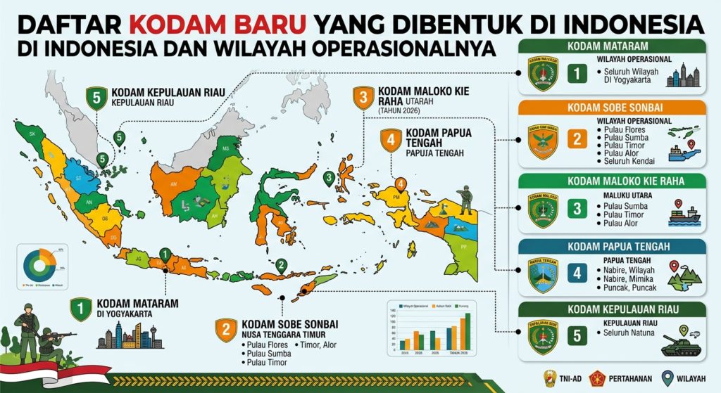 Daftar Kodam Baru yang Dibentuk di Indonesia dan Wilayah Operasionalnya