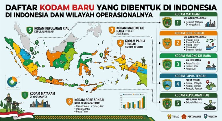 Daftar Kodam Baru yang Dibentuk di Indonesia dan Wilayah Operasionalnya