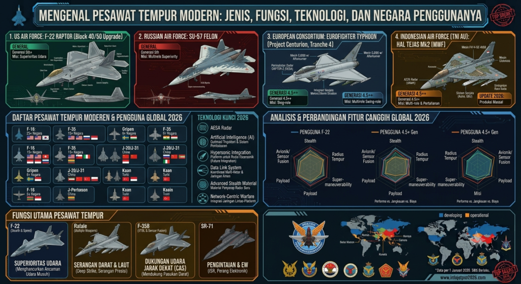 Mengenal Pesawat Tempur Modern: Jenis, Fungsi, Teknologi, dan Negara Penggunanya