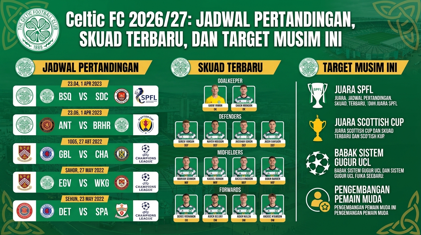 Celtic FC 2026/27: Jadwal Pertandingan, Skuad Terbaru, dan Target Musim Ini