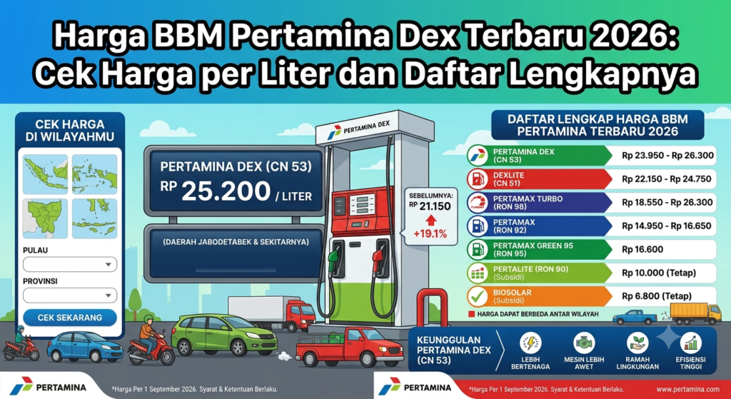Harga BBM Pertamina Dex Terbaru 2026: Cek Harga per Liter dan Daftar Lengkapnya