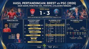 Hasil Brest vs PSG 2026: Skor, Pencetak Gol, Statistik, dan Klasemen Ligue 1 Terbaru
