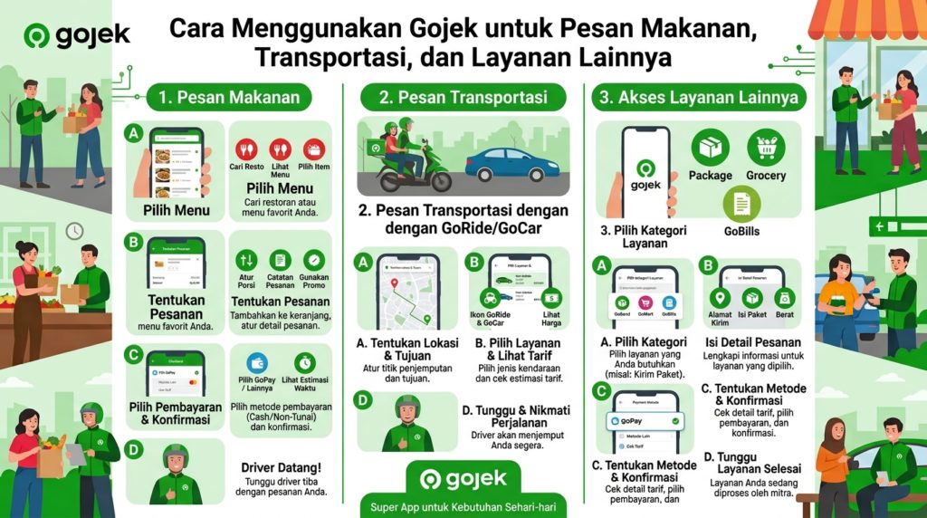 Cara Menggunakan Gojek untuk Pesan Makanan, Transportasi, dan Layanan Lainnya