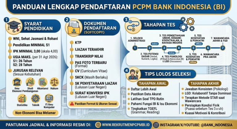Cara Daftar PCPM BI: Syarat Pendidikan, Dokumen, Tes, dan Tips Lolos Seleksi