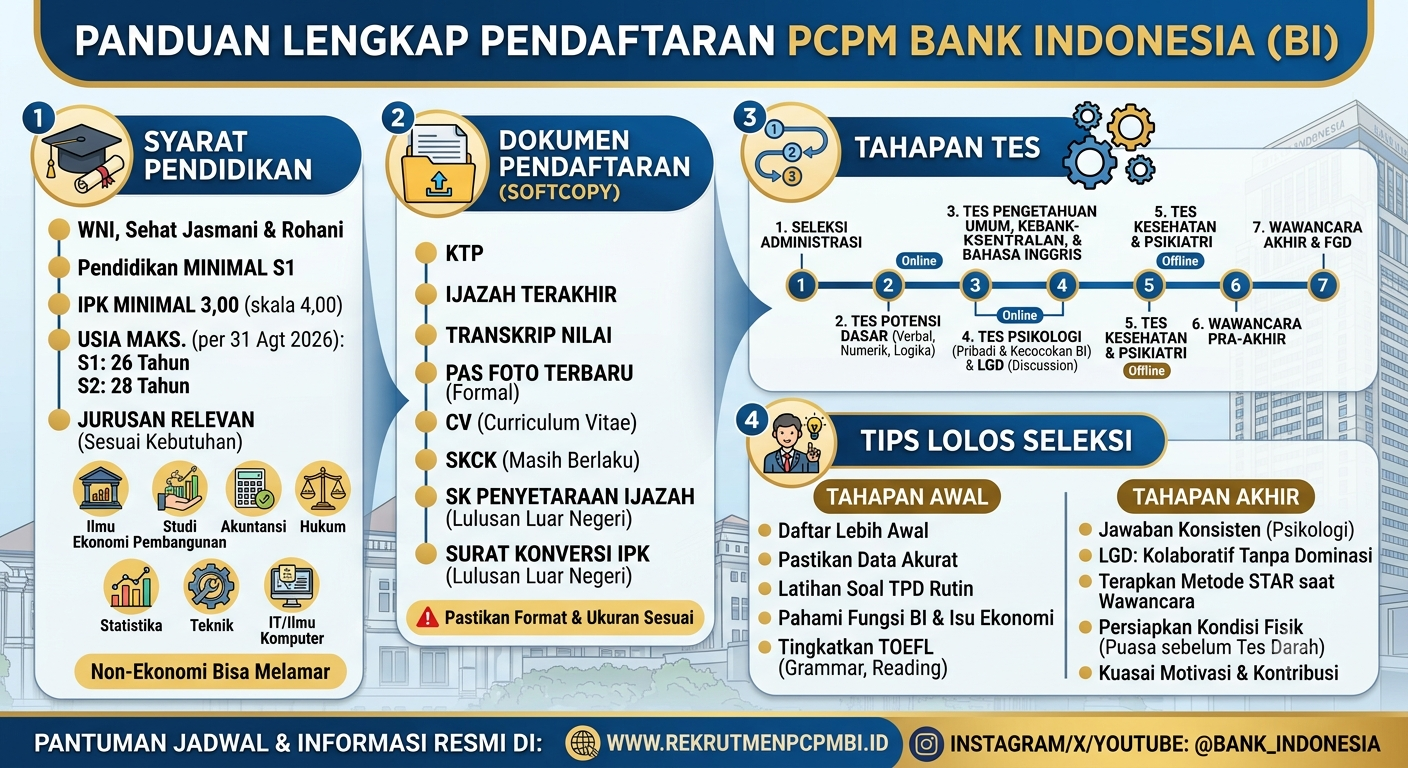 Cara Daftar PCPM BI: Syarat Pendidikan, Dokumen, Tes, dan Tips Lolos Seleksi