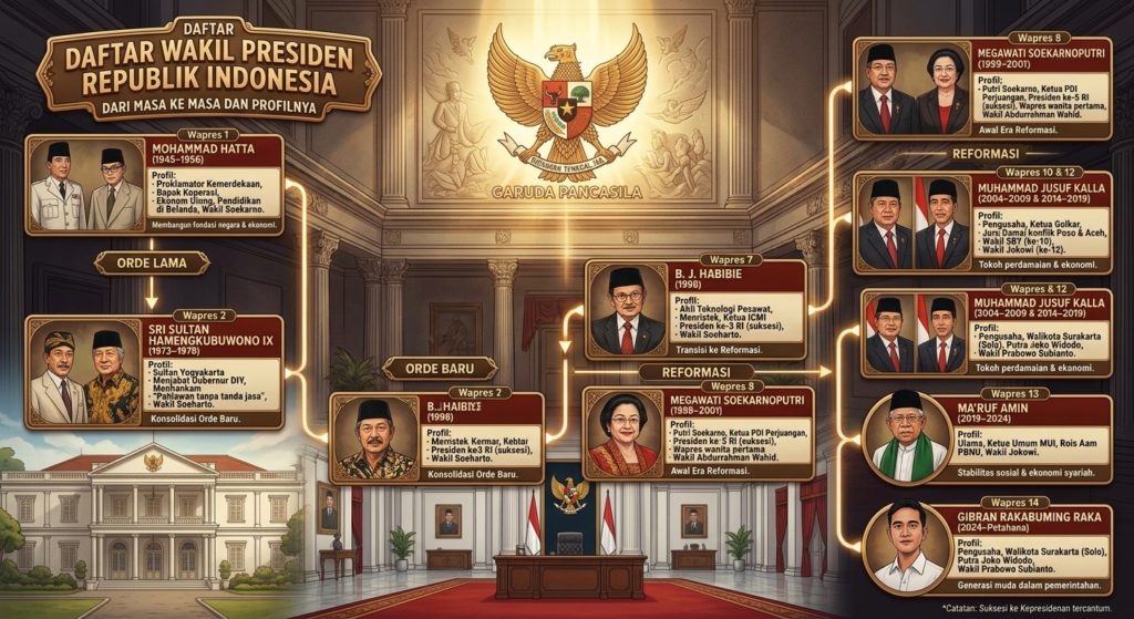 Daftar Wakil Presiden Republik Indonesia dari Masa ke Masa dan Profilnya