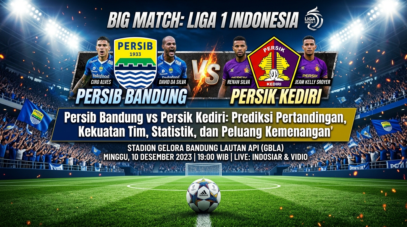 Persib Bandung vs Persik Kediri: Prediksi Pertandingan, Kekuatan Tim, Statistik, dan Peluang Kemenangan