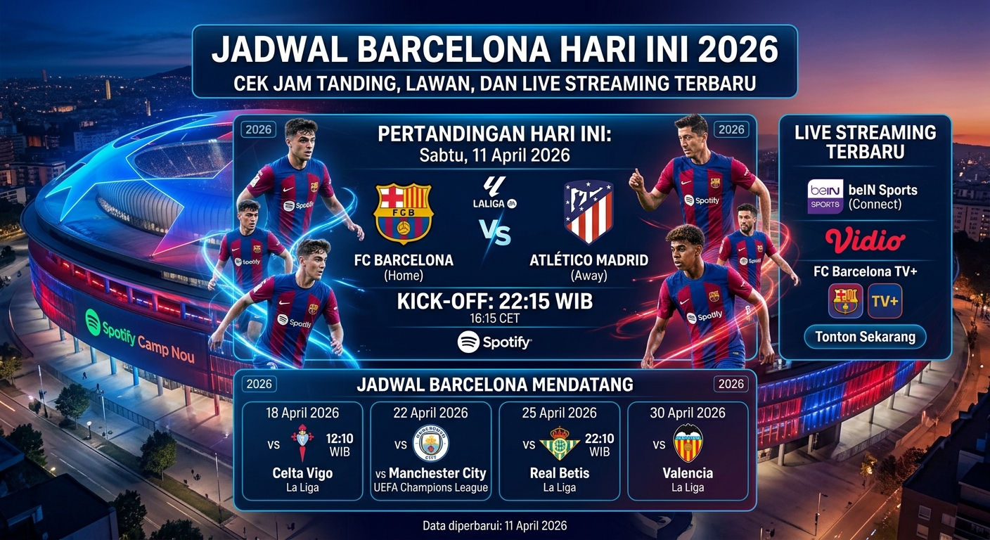 Jadwal Barcelona Hari Ini 2026: Cek Jam Tanding, Lawan, dan Live Streaming Terbaru