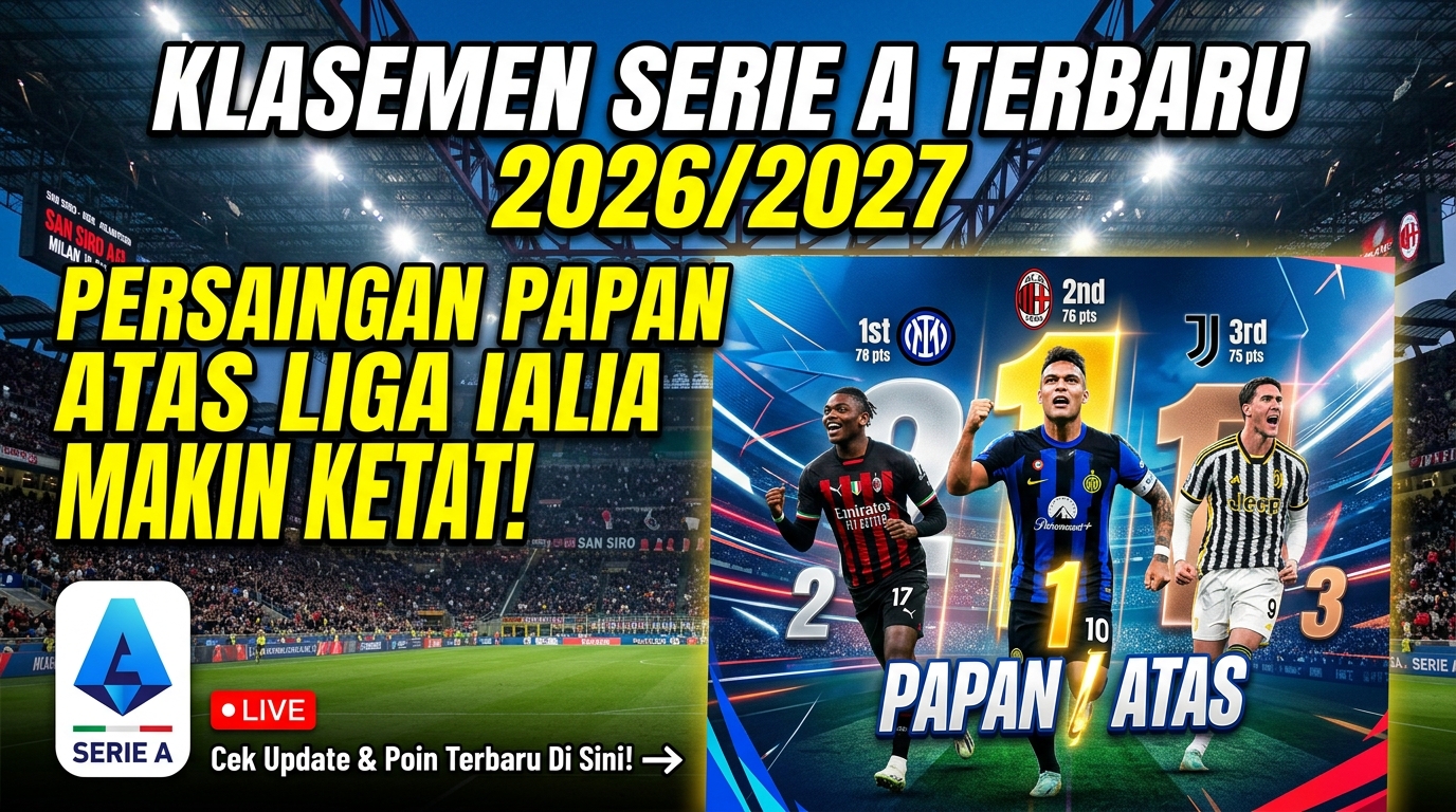 Klasemen Serie A Terbaru 2026/2027: Persaingan Papan Atas Liga Italia Makin Ketat