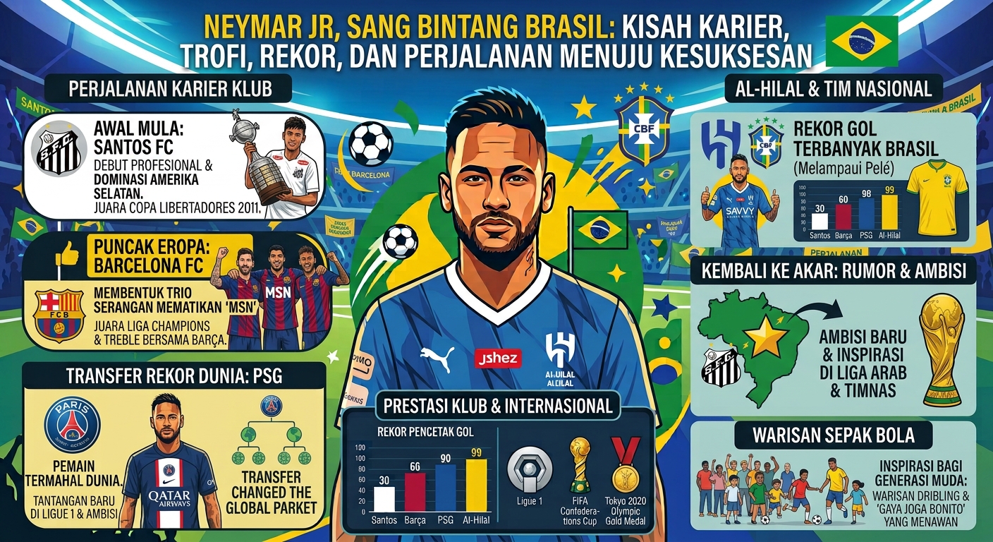 Neymar Jr, Sang Bintang Brasil: Kisah Karier, Trofi, Rekor, dan Perjalanan Menuju Kesuksesan