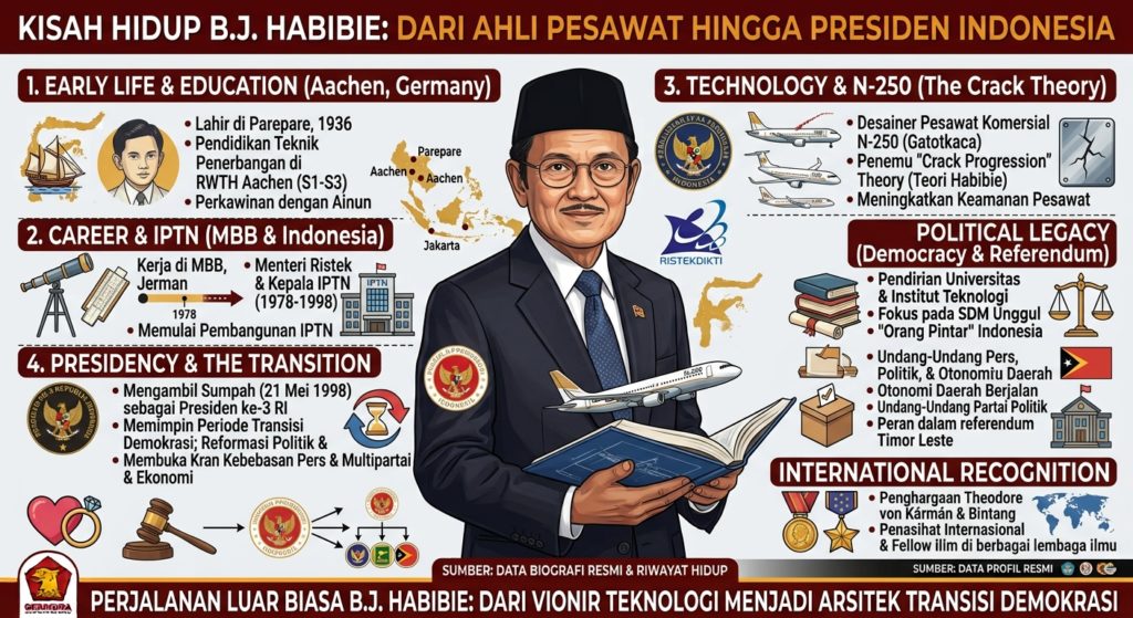 Kisah Hidup B.J. Habibie, dari Ahli Pesawat Terbang hingga Menjadi Presiden Indonesia