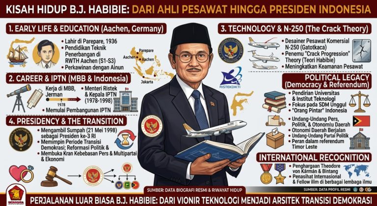 Kisah Hidup B.J. Habibie, dari Ahli Pesawat Terbang hingga Menjadi Presiden Indonesia