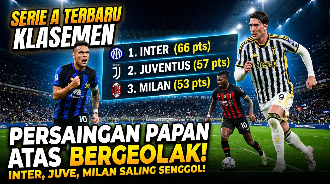 Klasemen Liga Italia Serie A Terbaru: Inter Milan, Juventus, dan AC Milan Bersaing di Papan Atas