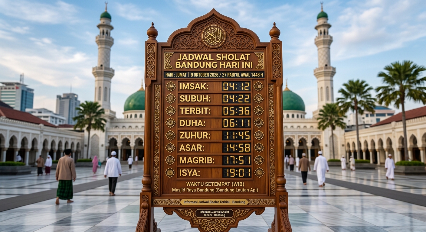Jadwal Sholat Bandung Hari Ini dan Sekitarnya, Lengkap dengan Waktu Imsak