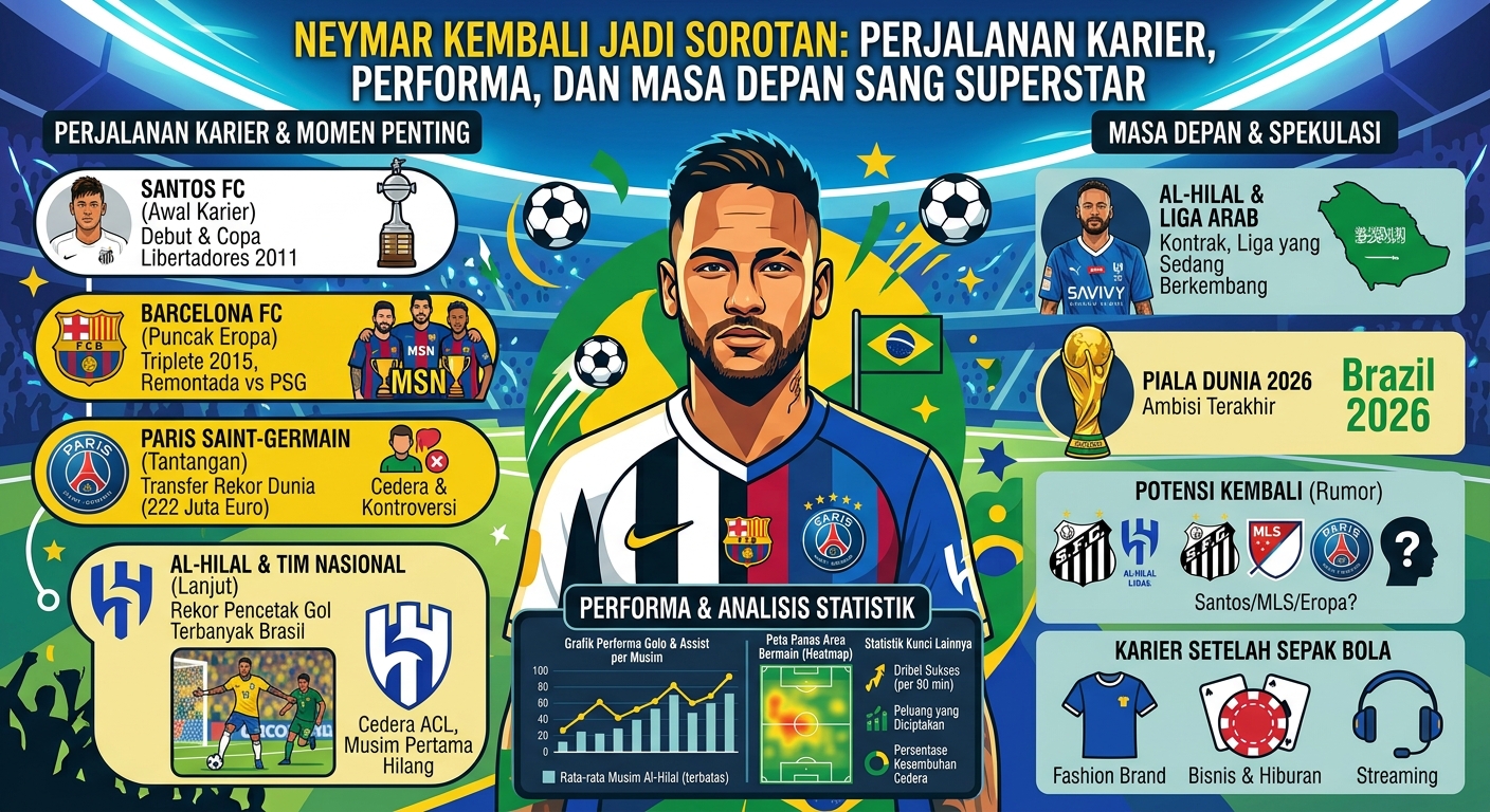Neymar Kembali Jadi Sorotan: Perjalanan Karier, Performa, dan Masa Depan Sang Superstar