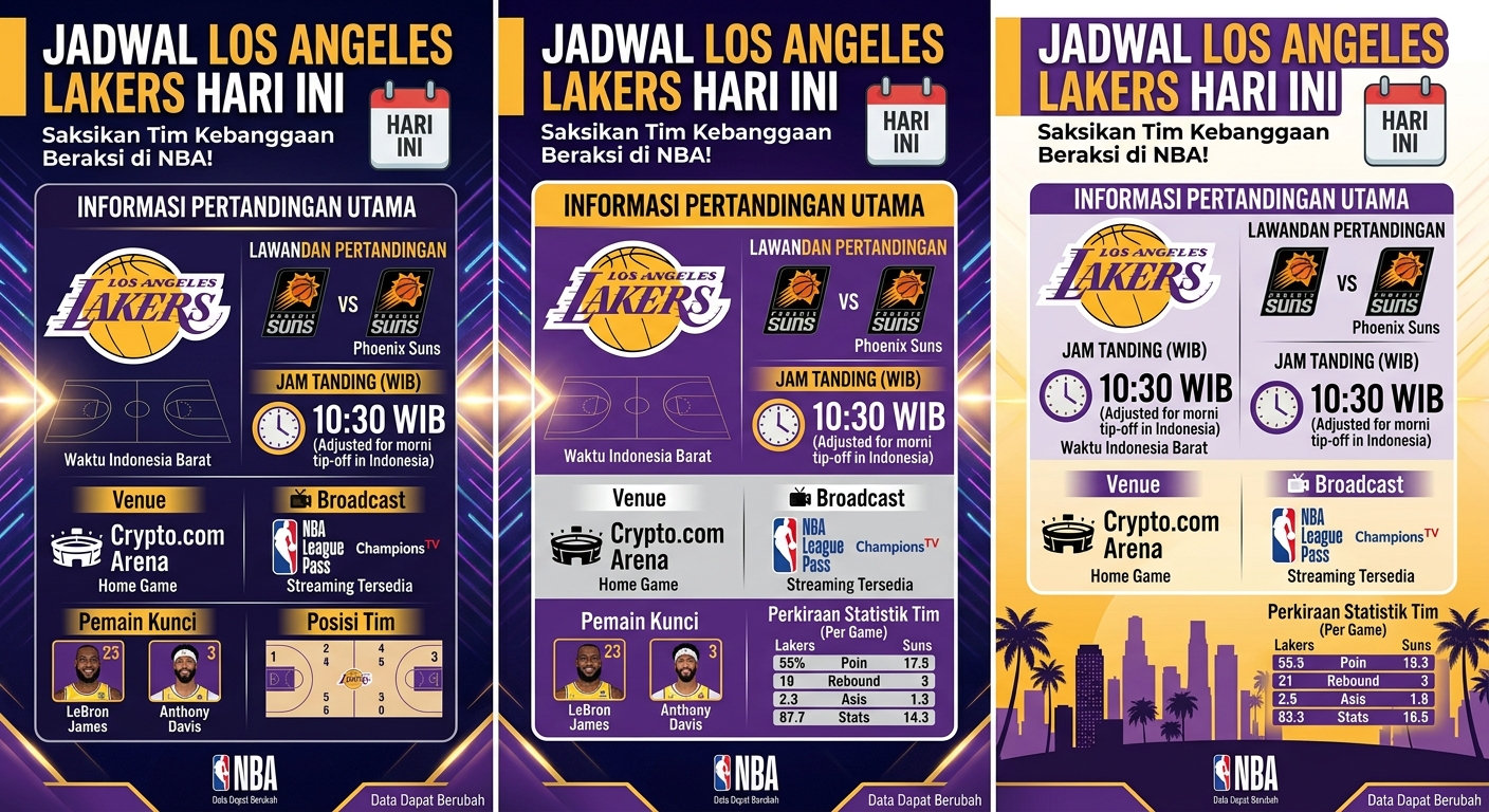 Jadwal Los Angeles Lakers Hari Ini: Informasi Pertandingan, Lawan, dan Jam Tanding NBA
