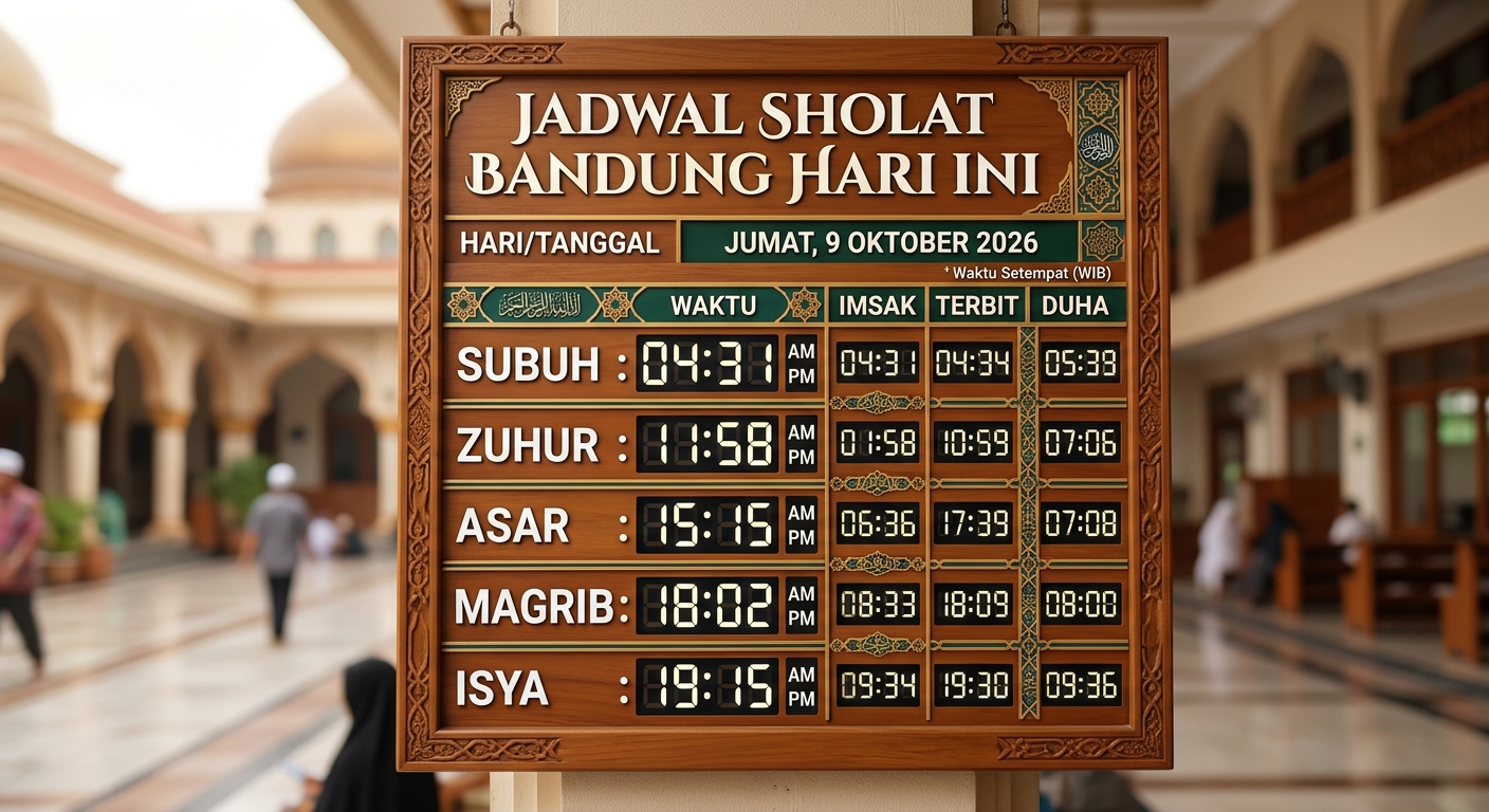 Jadwal Sholat Bandung Hari Ini: Waktu Subuh, Zuhur, Asar, Magrib, dan Isya